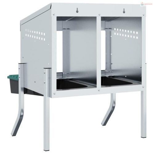 Horganyzott acél csirkefészkelőláda 2 rekesszel és lábakkal