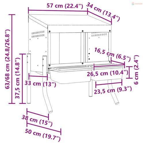 Horganyzott acél csirkefészkelőláda 2 rekesszel és lábakkal