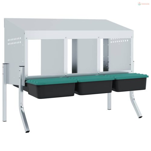 3 rekeszes horganyzott acél csirkefészkelőláda lábakkal