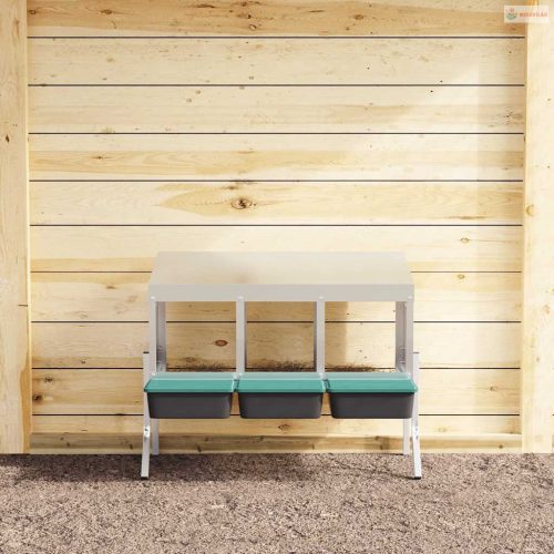 3 rekeszes horganyzott acél csirkefészkelőláda lábakkal