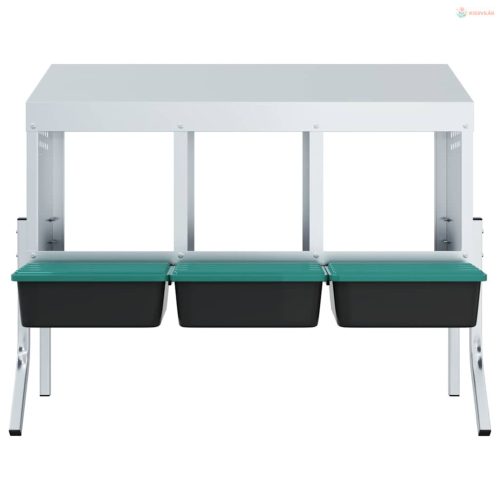 3 rekeszes horganyzott acél csirkefészkelőláda lábakkal