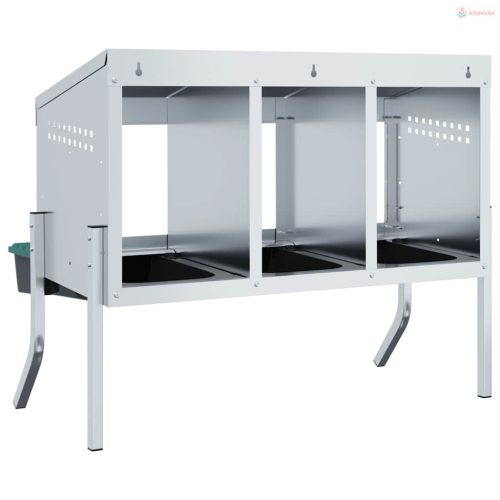 3 rekeszes horganyzott acél csirkefészkelőláda lábakkal