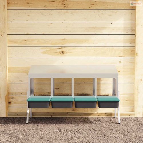 4 rekeszes horganyzott acél csirkefészkelőláda lábakkal