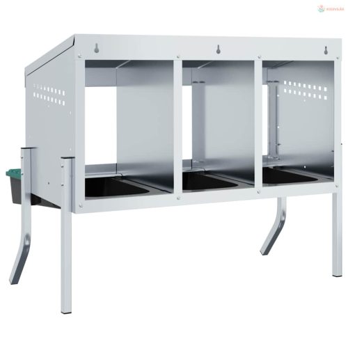 4 rekeszes horganyzott acél csirkefészkelőláda lábakkal