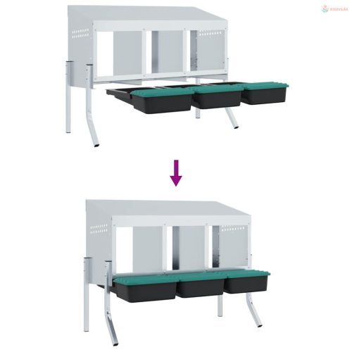 4 rekeszes horganyzott acél csirkefészkelőláda lábakkal