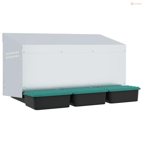 3 rekeszes, falra szerelhető, horganyzott acél csirkefészkelőláda