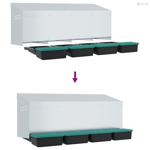 4 rekeszes, falra szerelhető, horganyzott acél csirkefészkelőláda