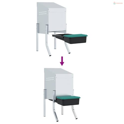 Horganyzott acél csirkefészkelőláda 1 rekesszel, lábakkal