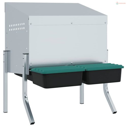 Horganyzott acél csirkefészkelőláda 2 rekesszel és lábakkal