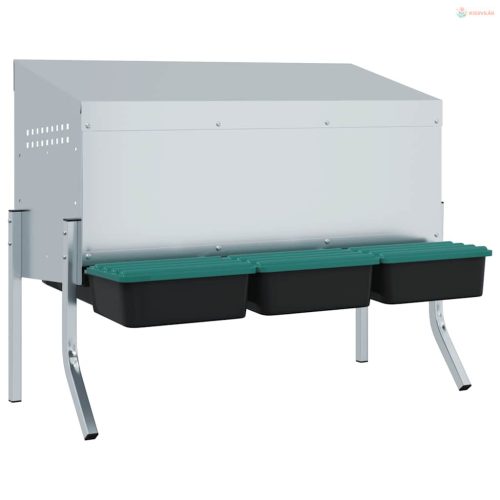 3 rekeszes horganyzott acél csirkefészkelőláda lábakkal