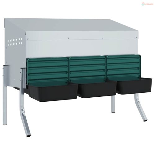 3 rekeszes horganyzott acél csirkefészkelőláda lábakkal