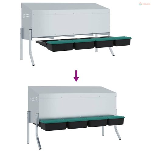 4 rekeszes horganyzott acél csirkefészkelőláda lábakkal