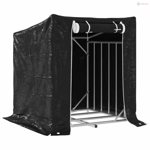 Tűzifa állvány esővédővel 101x61x110,5 cm horganyzott acél