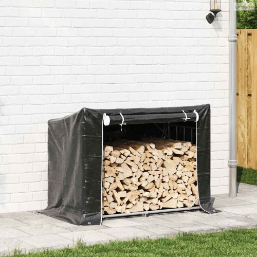 Tűzifa állvány esővédővel 151x80,5x110,5 cm horganyzott acél