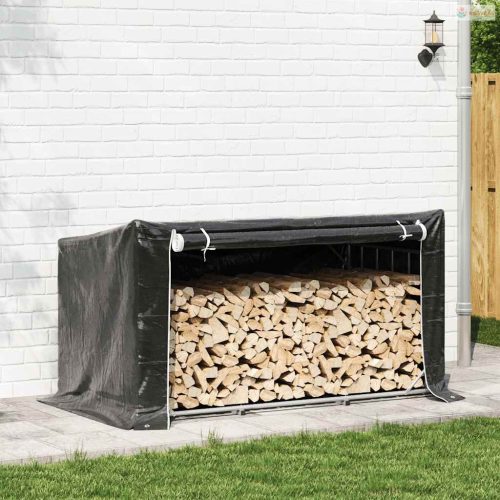 Tűzifa állvány esővédővel 200,5x100,5x110,5 cm horganyzott acél