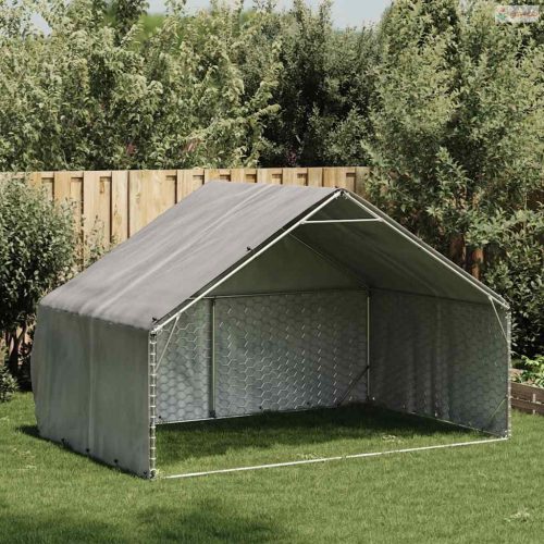 Kültéri kutyakennel fedéllel 3x2x1,9 m horganyzott acélból