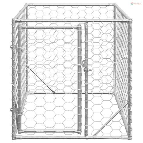 Kültéri kutyakennel ajtóval 2x1x1 m horganyzott acélból