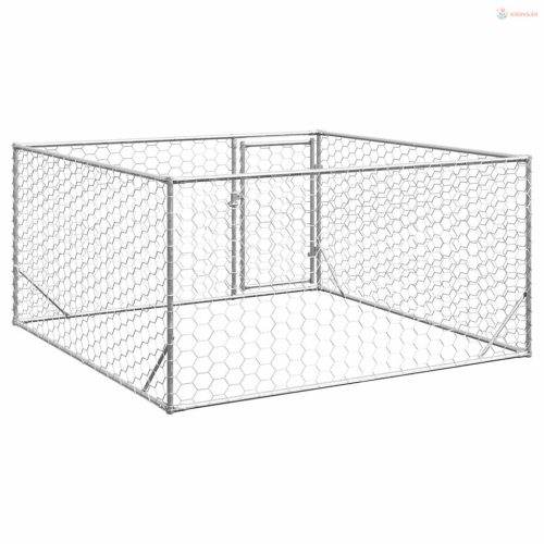 Kültéri kutyakennel ajtóval 2x2x1 m horganyzott acélból