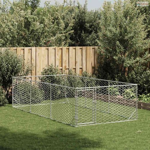 Kültéri kutyakennel ajtóval 2x4x1 m horganyzott acélból