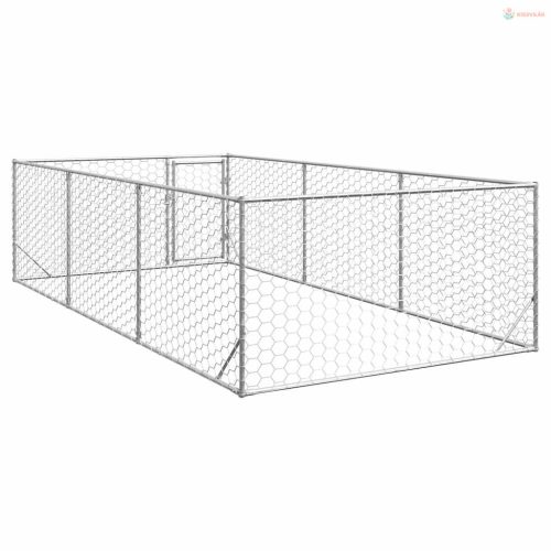 Kültéri kutyakennel ajtóval 2x4x1 m horganyzott acélból