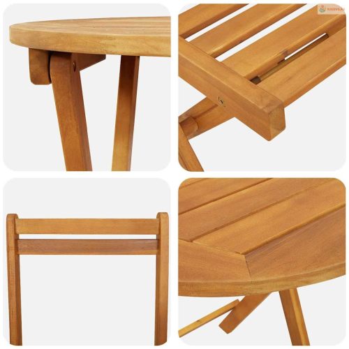 Kert étkező szett párnával 3 pcs Olaj Természetes Tömör Akácfa