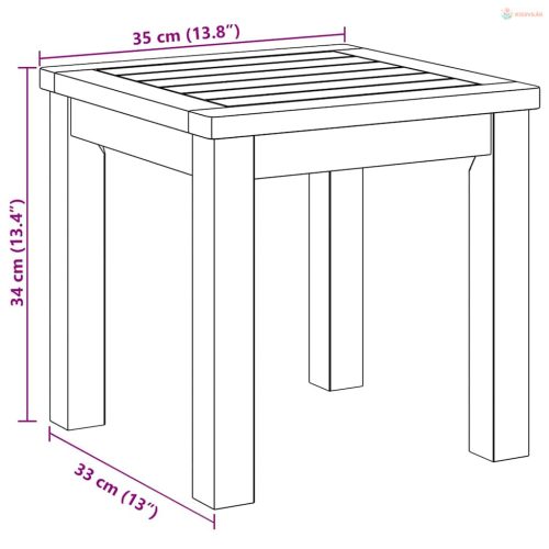 Oldal asztal Olaj Természetes 35 x 35 x 34 cm Tömör Akácfa
