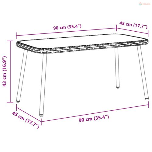 Dohányzóasztal Barna és fekete 90 x 45 x 43 cm polirattan
