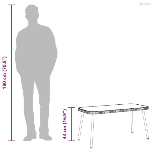 Dohányzóasztal Barna és fekete 90 x 45 x 43 cm polirattan