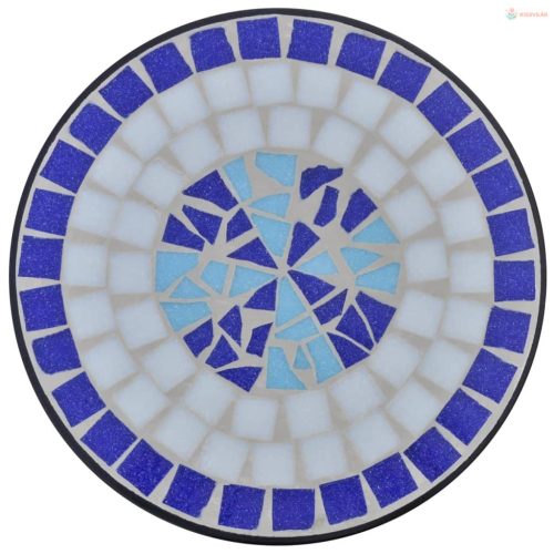 Kék és fehér mozaik kisasztal növénytartó asztal