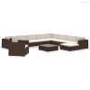 12-részes barna polyrattan kerti bútorszett párnákkal
