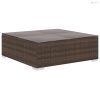 12-részes barna polyrattan kerti bútorszett párnákkal