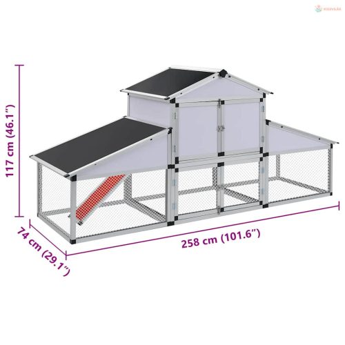 Alumínium tyúkól kifutóval és tojóládával