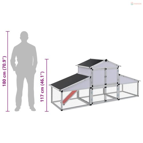 Alumínium tyúkól kifutóval és tojóládával