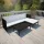 3 részes fekete polyrattan kerti bútorszett párnákkal