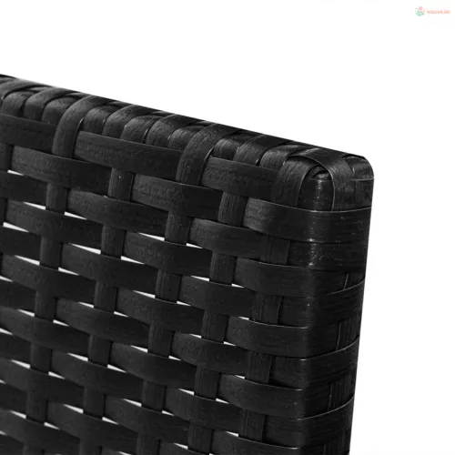 3 részes fekete polyrattan kerti bútorszett párnákkal