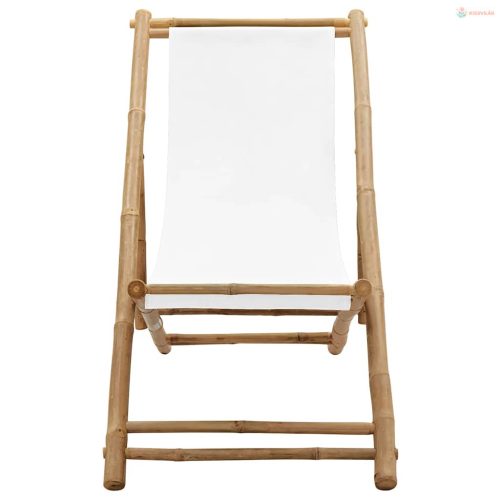 Bambusz és vászon kültéri napozószék