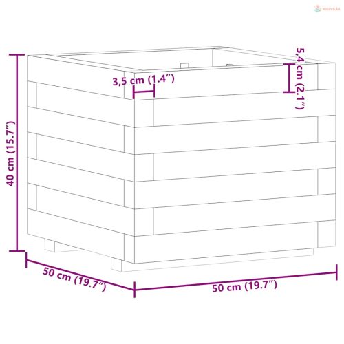 Négyszögletes fa magaságyás 50 x 50 x 40 cm
