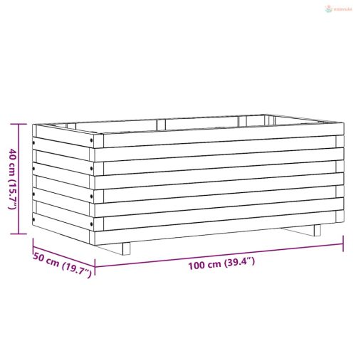 Téglalap alakú fa magaságyás 100 x 50 x 40 cm