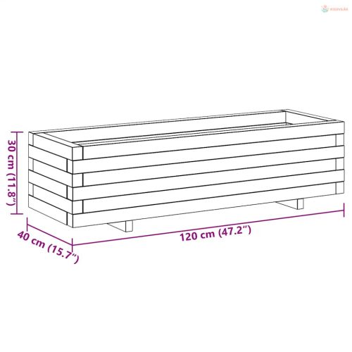 Téglalap alakú fa magaságyás 120 x 40 x 30 cm
