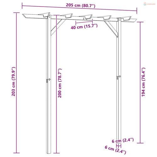 Fa kerti pergola 205 x 40 x 203 cm