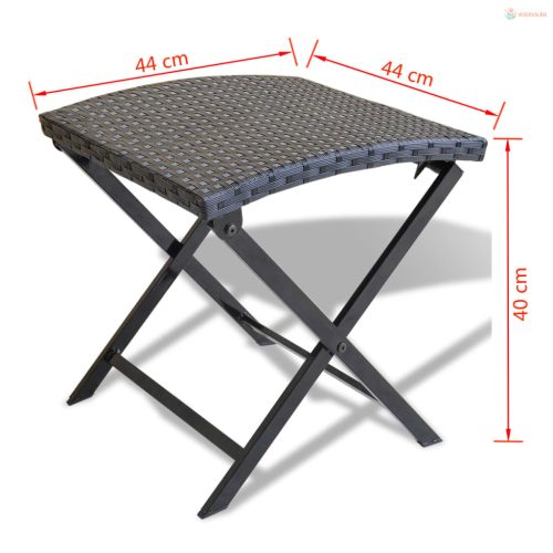 Fekete összecsukható polyrattan ülőke