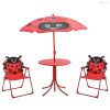 3 darabos piros kerti gyerek bisztrószett napernyővel