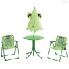 3 darabos zöld kerti gyerek bisztrószett napernyővel