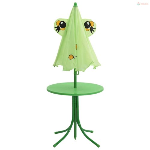 3 darabos zöld kerti gyerek bisztrószett napernyővel