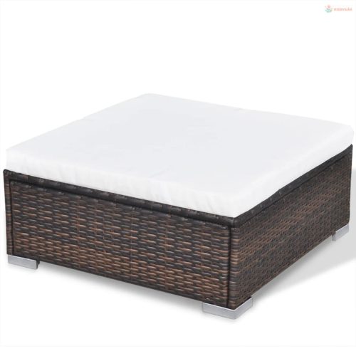 10-részes barna polyrattan kerti bútorszett párnákkal