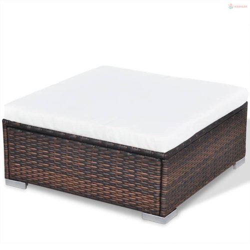 10-részes barna polyrattan kerti bútorszett párnákkal