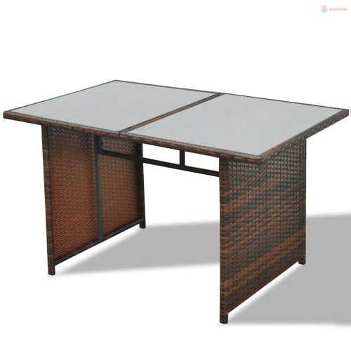 10-részes barna polyrattan kerti bútorszett párnákkal