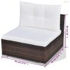10-részes barna polyrattan kerti bútorszett párnákkal