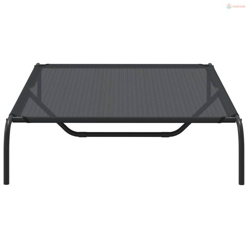 Fekete textilén és acél emelt kutyaágy 130x80x20 cm