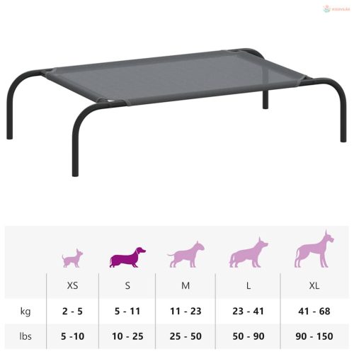 Szürke textilén és acél emelt kutyaágy 90x50x20 cm